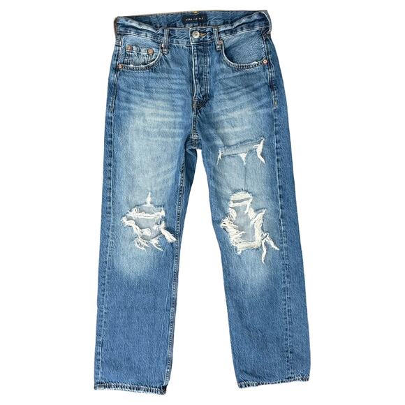 Aeropostale 90s Baggy High Rise Blue Relaxed Button Fly Distressed Jeans Size 6 - Picture 1 of 9